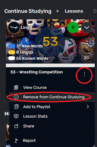 Remove From Continue Studying