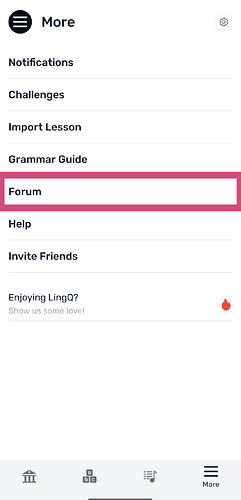 Forum Option on Phone via LingQ app (1)