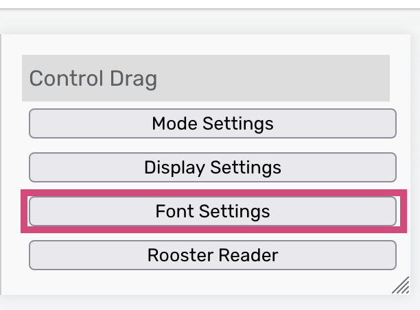 Click Font Settings Rooster Reader